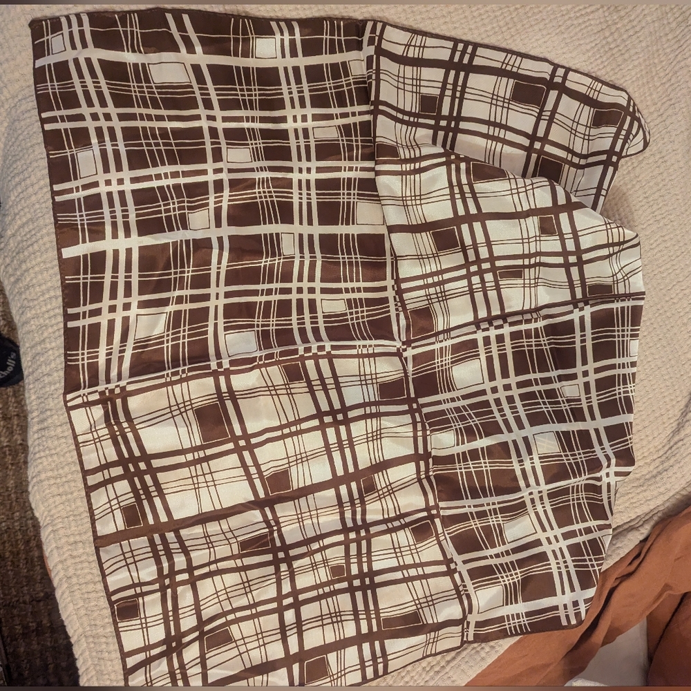 Vintage Retro Scarf Brown Geometric Japan 1960s